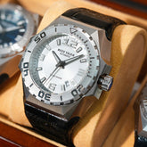 Reef Tiger RGA6903 Mens Military Automatic Mechanical Watches - Blue Silver Dial & 200M Waterproof